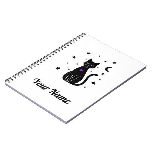 Personalized Black Cat Notebook ノートブック (左側)