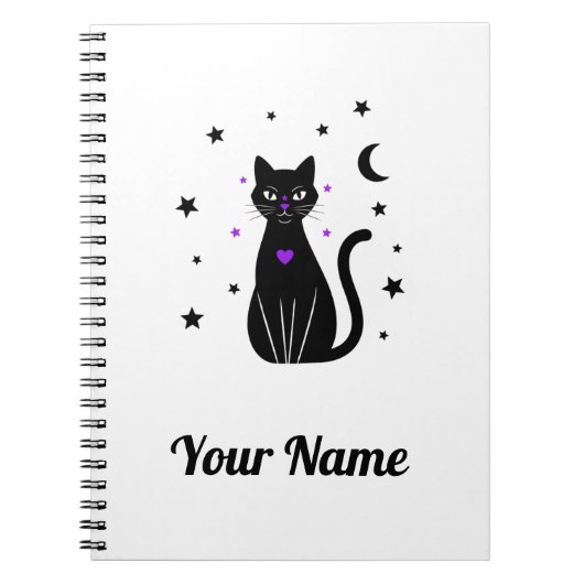 Personalized Black Cat Notebook ノートブック (正面)