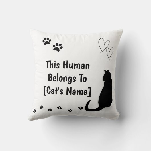 Personalized Black Cat Pillow クッション (裏面)