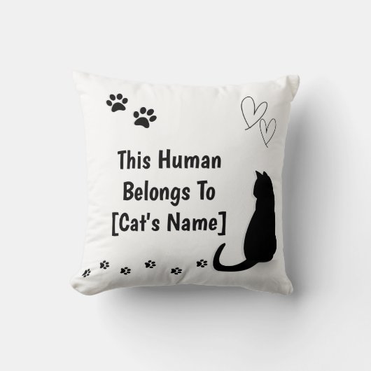 Personalized Black Cat Pillow クッション (正面)