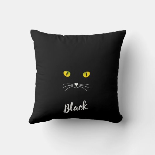 Personalized Black Cat Pillow, Gift for Cat Lovers クッション (裏面)