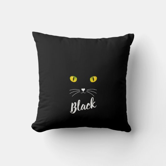 Personalized Black Cat Pillow, Gift for Cat Lovers クッション (正面)