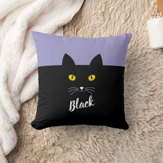 Personalized Black Cat Pillow, Gift for Cat Lovers クッション (ブランケット)