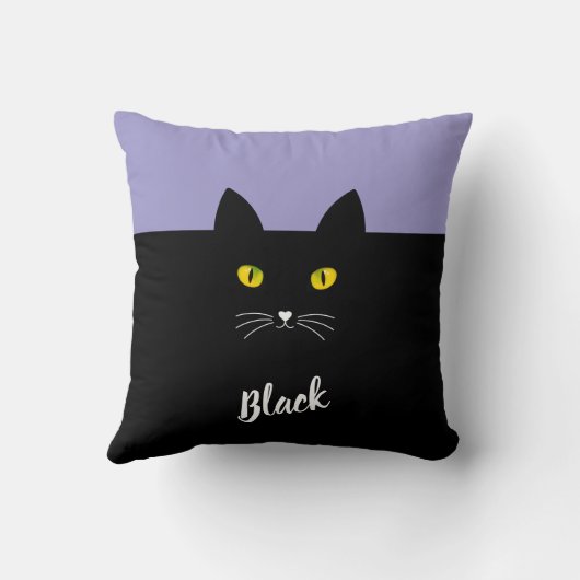 Personalized Black Cat Pillow, Gift for Cat Lovers クッション (裏面)