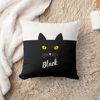 Personalized Black Cat Pillow, Gift for Cat Lovers クッション