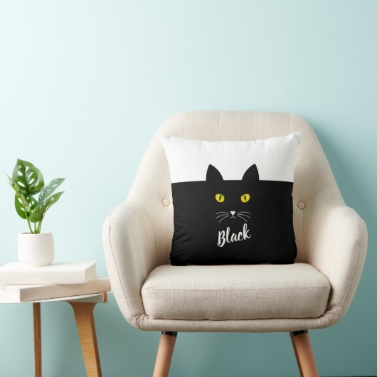 Personalized Black Cat Pillow, Gift for Cat Lovers クッション (椅子)