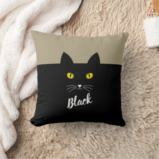 Personalized Black Cat Pillow, Gift for Cat Lovers クッション
