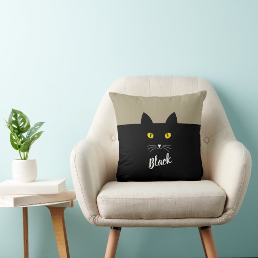 Personalized Black Cat Pillow, Gift for Cat Lovers クッション (椅子)