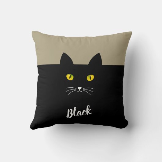 Personalized Black Cat Pillow, Gift for Cat Lovers クッション (裏面)