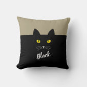 Personalized Black Cat Pillow, Gift for Cat Lovers クッション (正面)