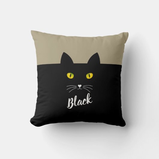 Personalized Black Cat Pillow, Gift for Cat Lovers クッション (正面)