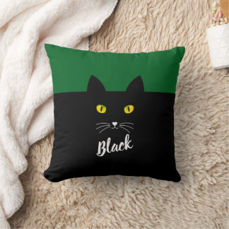 Personalized Black Cat Pillow, Gift for Cat Lovers クッション