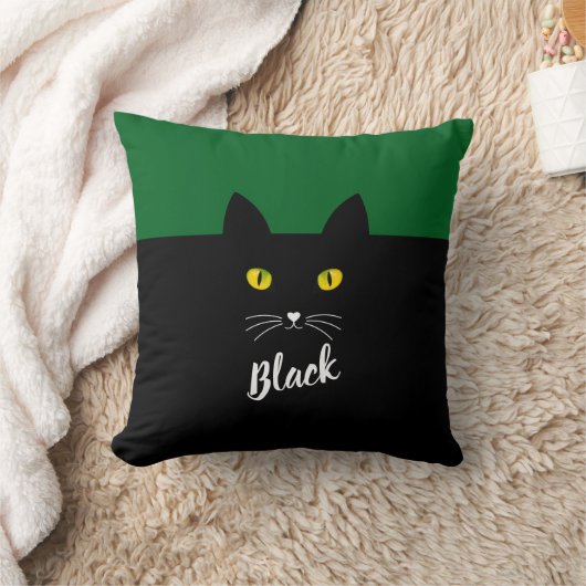 Personalized Black Cat Pillow, Gift for Cat Lovers クッション (ブランケット)
