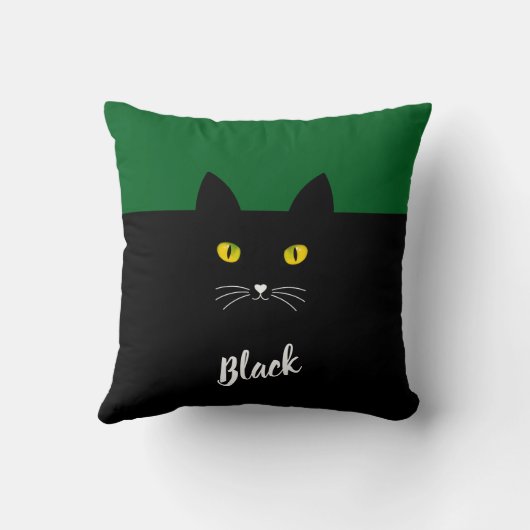 Personalized Black Cat Pillow, Gift for Cat Lovers クッション (裏面)