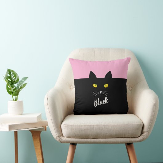 Personalized Black Cat Pillow, Gift for Cat Lovers クッション (椅子)