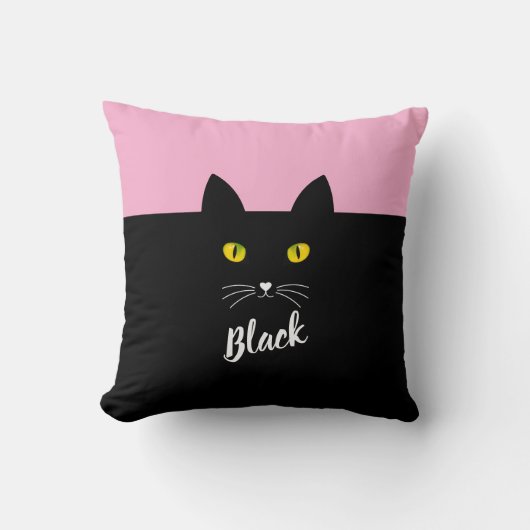 Personalized Black Cat Pillow, Gift for Cat Lovers クッション (正面)