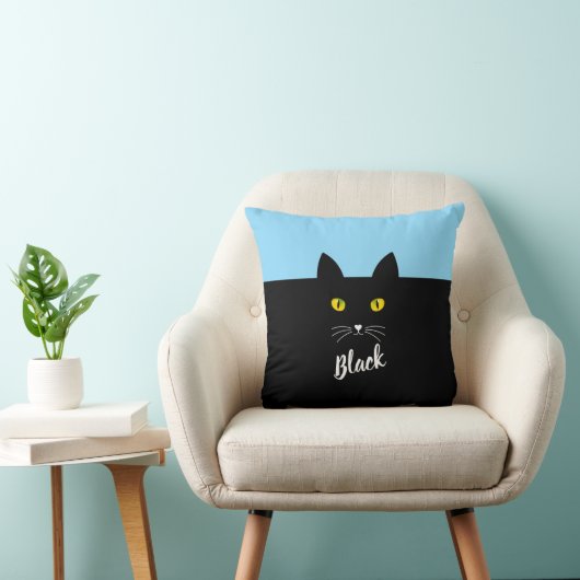 Personalized Black Cat Pillow, Gift for Cat Lovers クッション (椅子)