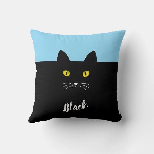 Personalized Black Cat Pillow, Gift for Cat Lovers クッション (裏面)