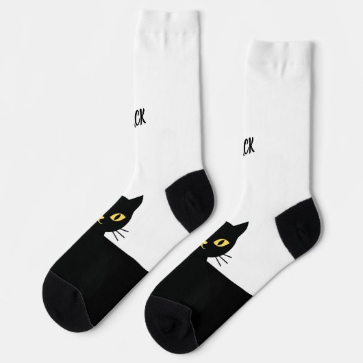Personalized Black Cat Socks - Cat Lovers gift  ソックス (左)