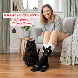 Personalized Black Cat Socks - Cats Custom Gift  ソックス