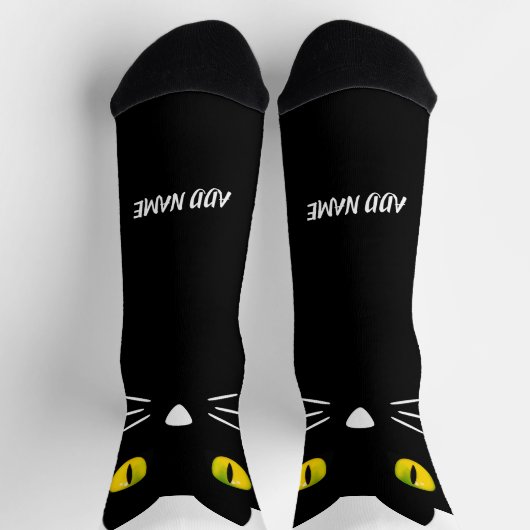 Personalized Black Cat Socks - Cats Custom Gift  ソックス (上部)
