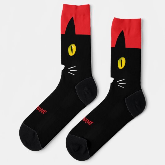 Personalized Black Cat Socks - Cats Custom Gift  ソックス (左)