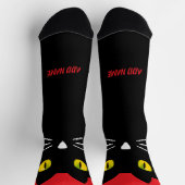 Personalized Black Cat Socks - Cats Custom Gift  ソックス (上部)