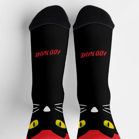 Personalized Black Cat Socks - Cats Custom Gift  ソックス (上部)