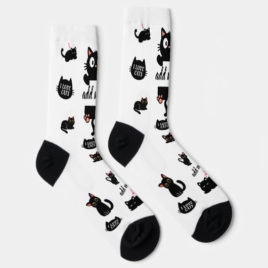 Personalized Black Cat Socks - Custom Cat Lover Gi ソックス (右)