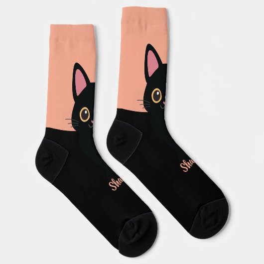 Personalized Black Cat Socks - Gift For Cat lovers ソックス (右)