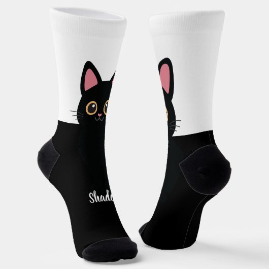 Personalized Black Cat Socks - Gift For Cat lovers ソックス (傾斜あり)
