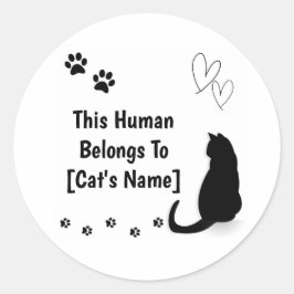 Personalized Black Cat Sticker ラウンドシール