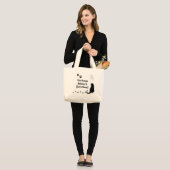 Personalized Black Cat Tote Bag ラージトートバッグ (正面(モデル))