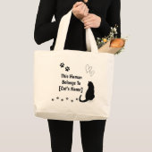 Personalized Black Cat Tote Bag ラージトートバッグ (正面(商品))