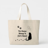 Personalized Black Cat Tote Bag ラージトートバッグ (裏面)