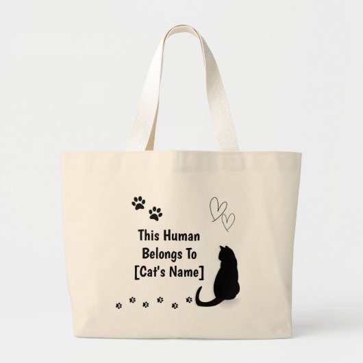 Personalized Black Cat Tote Bag ラージトートバッグ (正面)