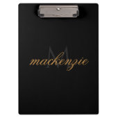 Personalized Black Clipboard with Name and Initial クリップボード (正面)