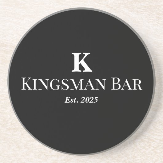 Personalized Black Coaster Set with Monogram and N コースター (正面)