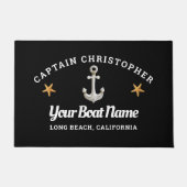 Personalized Black Doormat w/ Starfish & Anchor ドアマット (正面)