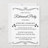 Personalized black elegant retirement party  招待状 (正面)