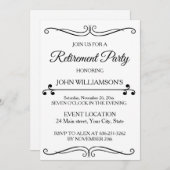 Personalized black elegant retirement party  招待状 (正面/裏面)