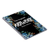 Personalized Black floral Artist Sketchbook ノートブック (右側)