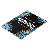 Personalized Black floral Artist Sketchbook ノートブック (左側)