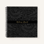 Personalized Black Floral Pattern ノートブック (正面)
