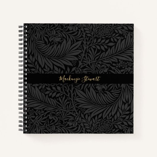Personalized Black Floral Pattern ノートブック (正面)