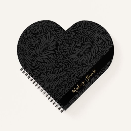 Personalized Black Floral Pattern ノートブック (正面)