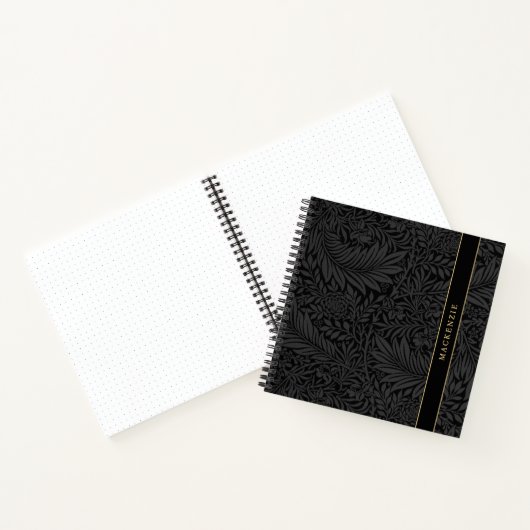 Personalized Black Floral Pattern ノートブック (内部)
