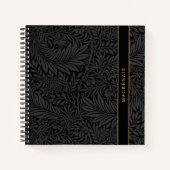 Personalized Black Floral Pattern ノートブック (正面)