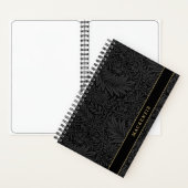 Personalized Black Floral Pattern ノートブック (内側)