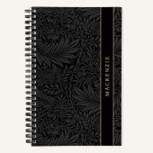 Personalized Black Floral Pattern ノートブック (正面)